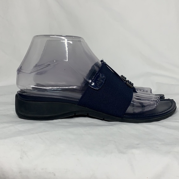 🔥1/2 of Summer Sale!🔥 ANNE KLEIN Dark Blue SPORT Stretch SANDALS - Picture 3 of 10